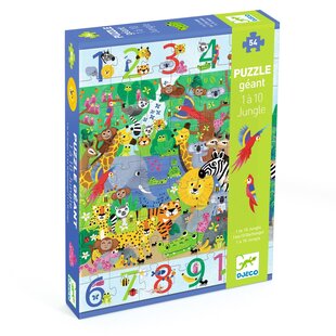 Djeco puzzel 1 tot 10 Jungle - 54 stukjes