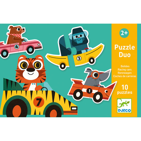 Djeco Djeco puzzel duo racewagens 10x 2st