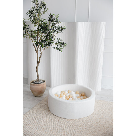 Moje Moje | Bällebad Bouclé - Weiß 90x30 cm + Bälle