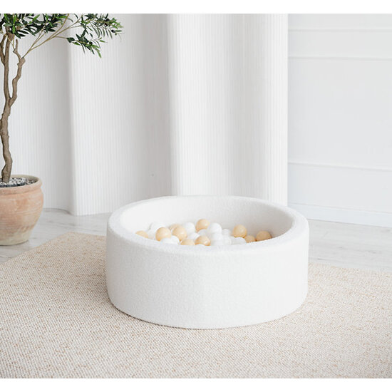 Moje Moje | Piscine à balles Bouclé - Blanc 90x30 cm + Balles