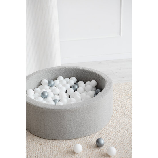 Moje Moje | Piscine à balles Bouclé - Gris 90x30 cm + Balles