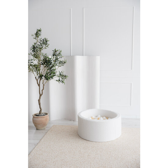 Moje Moje | Bällebad Bouclé - Weiß 90x40 cm + Bälle