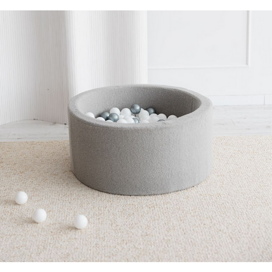 Moje Moje | Bällebad  Bouclé - Grau 90x40 cm + Bälle