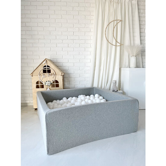 Moje Moje | Ball Pools Square Cotton - Light Grey 106x106x40 cm + Ballen