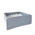 Moje Moje | Piscine à balles carrée en coton - Gris clair 106x106x40 cm + Ballen