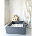 Moje Moje | Piscine à balles carrée en coton - Gris 106x106x40 cm + Balles