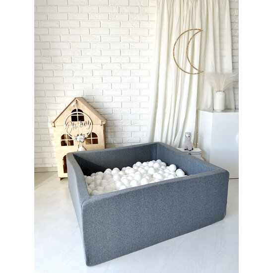 Moje Moje | Ball Pools Square Cotton - Grey 106x106x40 cm + Balls