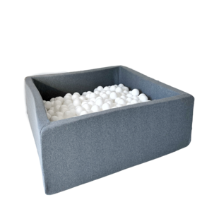 Moje | Piscine à balles carrée en coton - Gris 106x106x40 cm + Balles