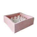 Moje Moje | Piscine à balles carrée en velours doux - Rose clair 106x106x40 cm + Balles