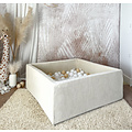 Moje Moje | Ball Pools Square Soft Velvet - Ecru 106x106x40 cm + Balls
