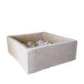 Moje Moje | Piscine à balles carrée en velours doux  - Écru 106x106x40 cm + Balles