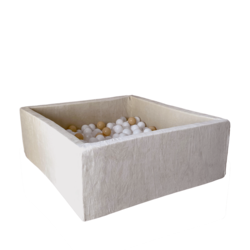 Moje | Bällebad Quadratisch Weicher Samt - Ecru 106x106x40 cm + Bälle