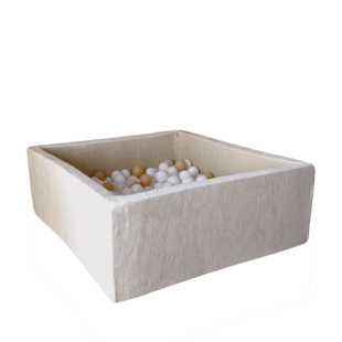 Moje | Ball Pools Square Soft Velvet - Ecru 106x106x40 cm + Balls