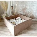 Moje Moje | Vierkant Ballenbad Soft Velvet - Dark Beige 106x106x40 cm + Ballen