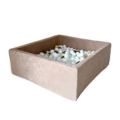 Moje Moje | Piscine à balles carrée en velours doux - Beige foncé 106x106x40 cm + Balles