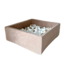 Moje Moje | Bällebad Quadratisch Weicher Samt - Dunkles Beige 106x106x40 cm + Bälle