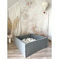 Moje Moje | Ball Pools Square Soft Velvet - Grey 106x106x40 cm + Balls