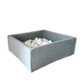 Moje Moje | Piscine à balles carrée en velours doux - Gris 106x106x40 cm + Balles