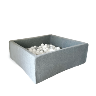 Moje | Vierkant Ballenbad Soft Velvet - Grey 106x106x40 cm + Ballen