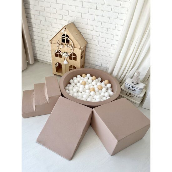 Moje Moje | 3 Elementen + Ballenbad - Cotton Beige 90x30 cm + 200 Ballen