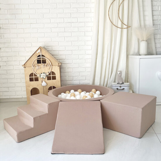 Moje Moje | Baumwolle 3 Elemente + Bällebad - Beige 90 x 30 cm + 200 Bälle