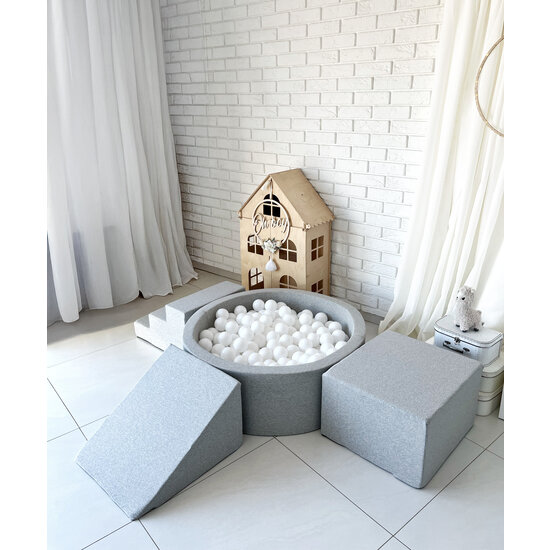 Moje Moje | Cotton 3 Elements + Ball Pool - Light Grey 90x30 cm + 200 Balls