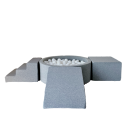 Moje | Coton 3 éléments + piscine à balles - Gris clair 90 x 30 cm + 200 balles