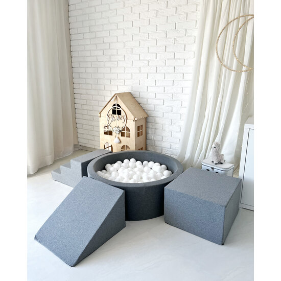 Moje Moje | Cotton 3 Elements + Ball Pool - Grey 90x30 cm + 200 Balls