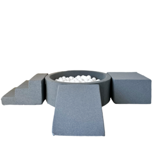 Moje | Coton 3 éléments + piscine à balles - Gris 90 x 30 cm + 200 balles