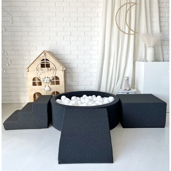 Moje Moje | Cotton 3 Elements + Ball Pool - Graphite 90x30 cm + 200 Balls