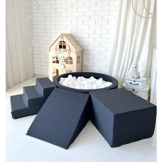Moje Moje | Cotton 3 Elements + Ball Pool - Graphite 90x30 cm + 200 Balls