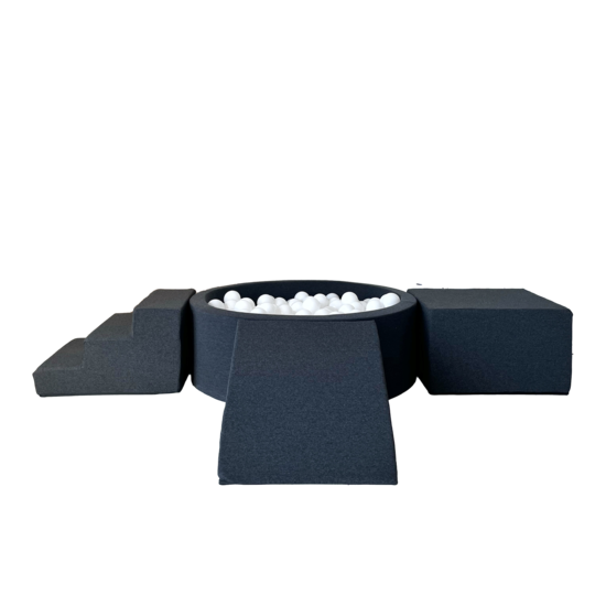 Moje Moje | Baumwolle 3 Elemente + Bällebad - Graphit 90 x 30 cm + 200 Bälle