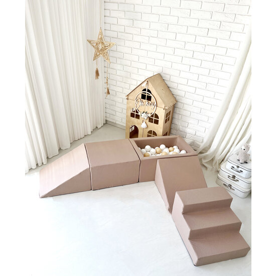 Moje Moje | Baumwolle 4 Elemente + Bällebad - Beige 65 x 35 x 30 cm + 100 Bälle