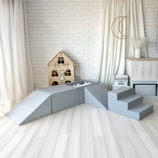 Moje Moje | Cotton 4 Elements + Ball Pool - Light Grey 65x35x30 cm + 100 Balls