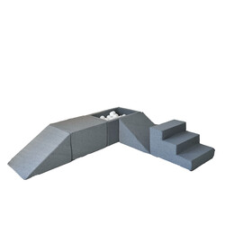 Moje | Baumwolle 4 Elemente + Bällebad - Grau 65 x 35 x 30 cm + 100 Bälle