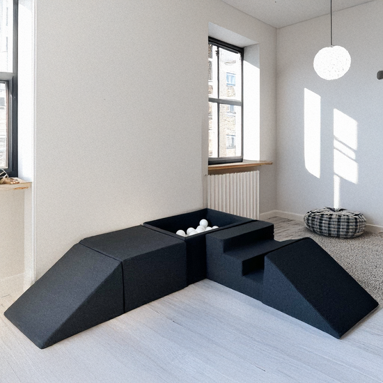 Moje Moje | Cotton 4 Elements + Piscine à balles - Graphite 65 x 35 x 30 cm + 100 balles