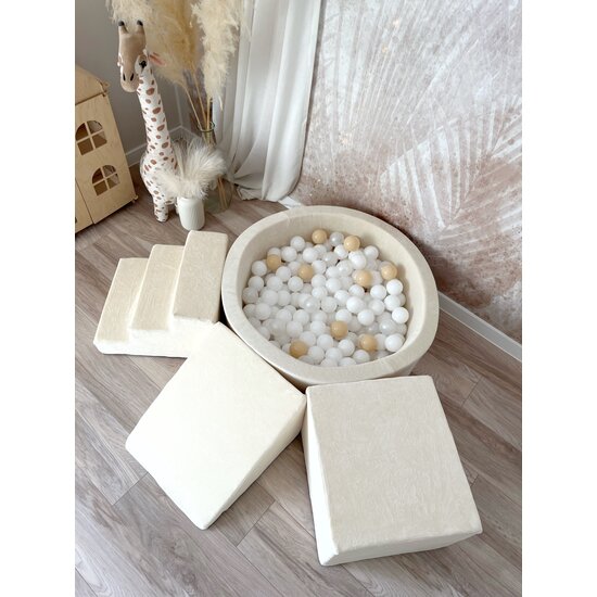 Moje Moje | 3 Elementen + Ballenbad - Soft Velvet Ecru 90x30 cm + 200 Ballen