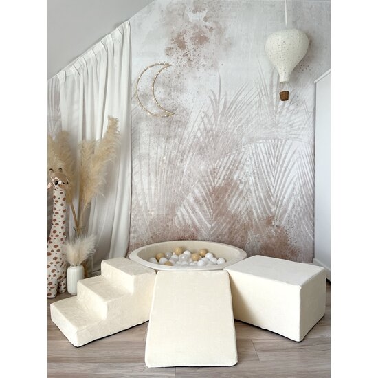 Moje Moje | Weicher Samt 3 Elemente + Bällebad - Ecru 90 x 30 cm + 200 Bälle