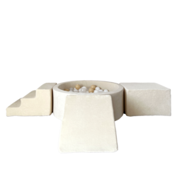 Moje | Velours doux 3 éléments + piscine à balles - Écru 90 x 30 cm + 200 balles