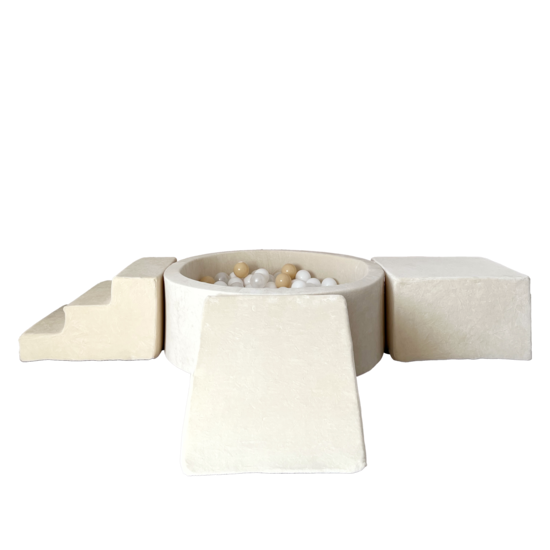 Moje Moje | 3 Elementen + Ballenbad - Soft Velvet Ecru 90x30 cm + 200 Ballen