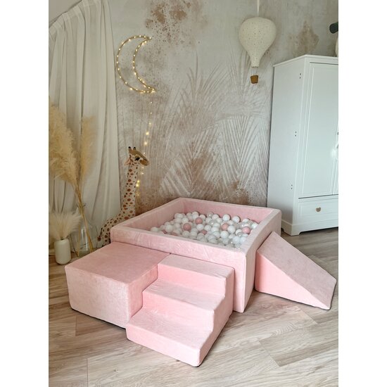 Moje Moje | Soft Velvet 3 Elements + Ball Pool - Light Pink 106x106x40 cm + 400 Balls
