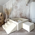 Moje Moje | Weicher Samt 3 Elemente + Bällebad - Ecru 106 x 106 x 40 cm + 400 Bälle