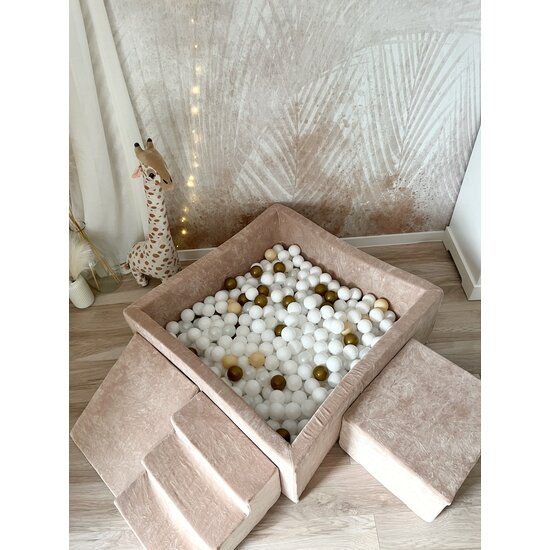 Moje Moje | Soft Velvet 3 Elements + Ball Pool - Dark Beige 106x106x40 cm + 400 Balls