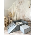 Moje Moje | Weicher Samt 3 Elemente + Bällebad - Grau 106 x 106 x 40 cm + 400 Bälle