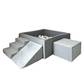 Moje Moje | Velours doux 3 éléments + piscine à balles - Gris 106 x 106 x 40 cm + 400 balles
