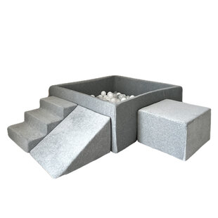 Moje |  3 Elementen + Ballenbad - Soft Velvet Grey 106x106x40 cm + 400 Ballen