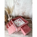 Moje Moje | Weicher Samt 3 Elemente + Bällebad - Himbeerrosa 106 x 106 x 40 cm + 400 Bälle