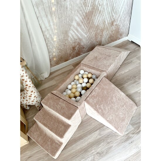 Moje Moje | Soft Velvet 4 Elements + Ball Pool - Dark Beige 65x35x30 cm + 100 Balls