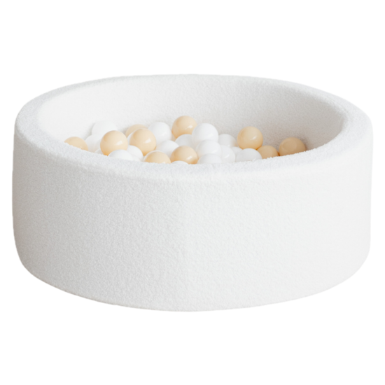 Moje Moje | Piscine à balles Bouclé - Blanc 90x30 cm + Balles