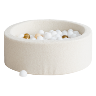 Moje | Bällebad Bouclé - Creme 90x30 cm + Bälle